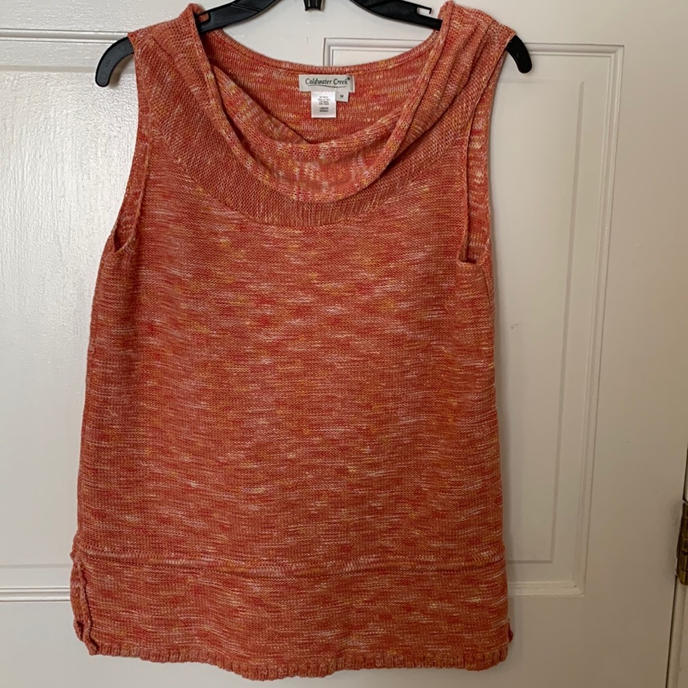 Coldwater Creek Orange Cowl Neck Sweater Relaxed Fit Knit